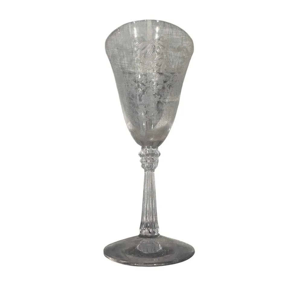 Fostoria Etched Crystal Wine Glass Clear